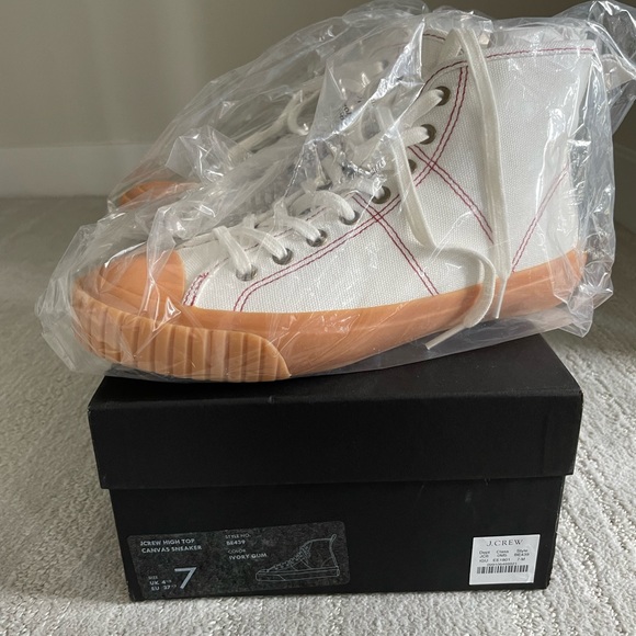 J.Crew classic high-top sneakers, NWT, size 7, Color: IVORY GUM - Picture 2 of 11